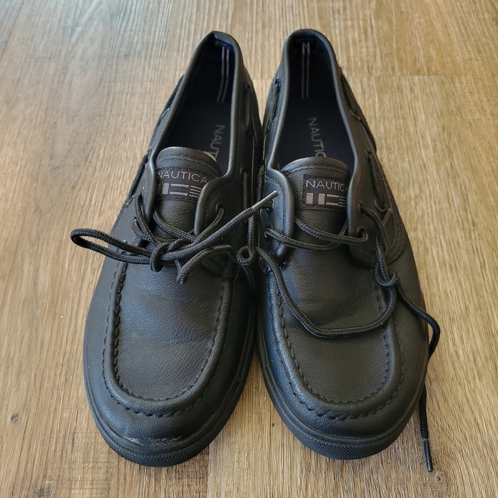Boys Black Nautica Dress Shoes
